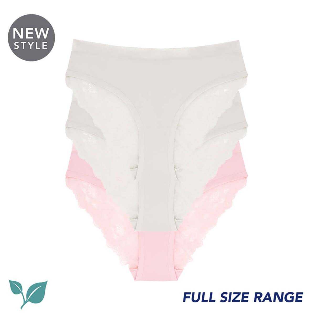 DORINA Majtki klasyczne CRYSTAL-3PP kolor Mix Ecru - Ecru - Pudrowy Róż D001010MI033