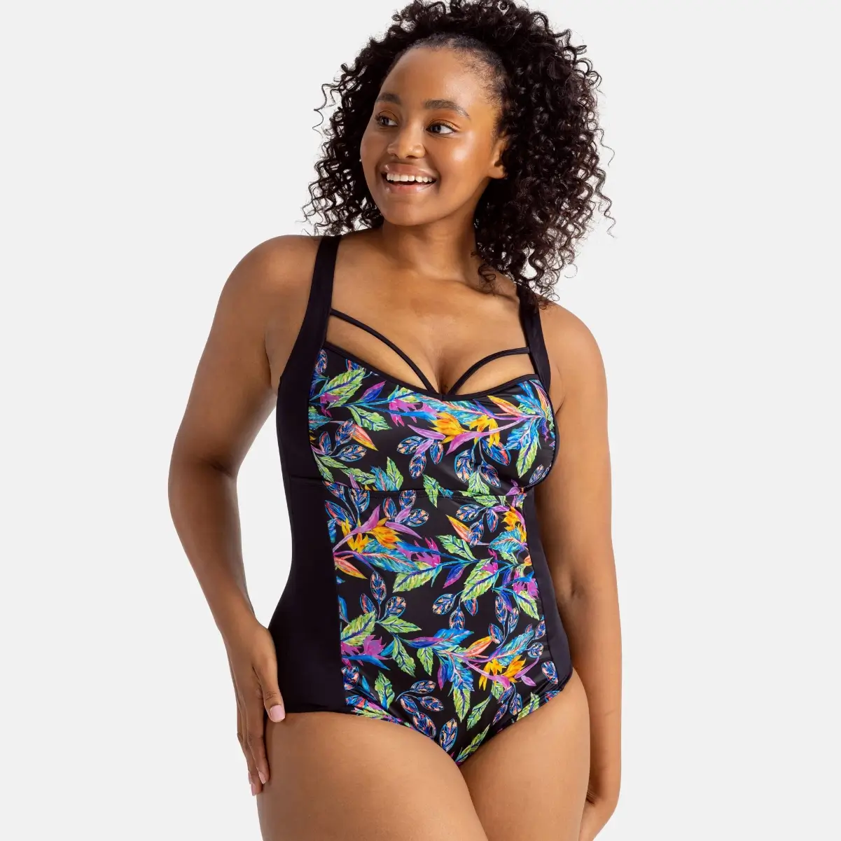 DORINA Strój kąpielowy jednoczęściowy modelujące BAYAHIBE kolor Szary w Kwiaty FXSS0002MI010