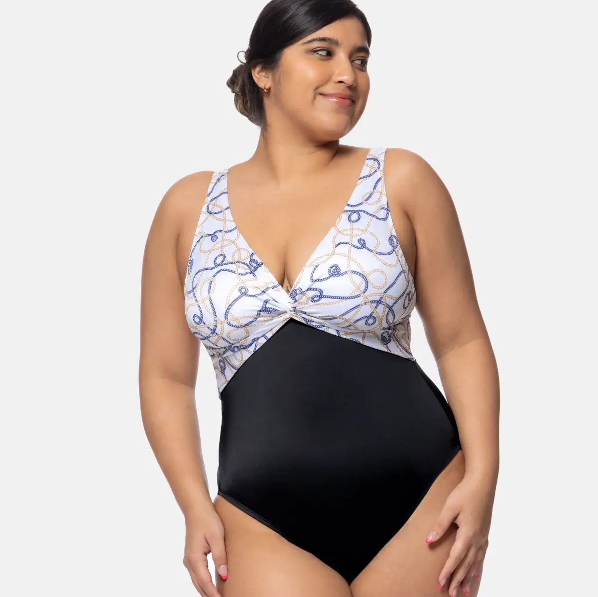 DORINA Strój kąpielowy jednoczęściowy usztywniany bez fiszbin Esterel kolor Biały - Czarny D017018MI010